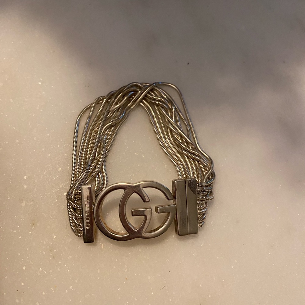 Authentic 925 Gucci Silver Multi-Strand Bracelet - image 1